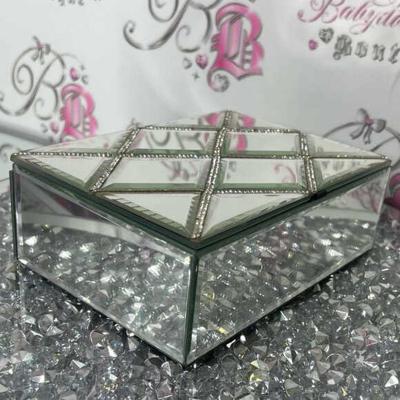 Jewelery box rhinestone bling Elegant Mirrored Jewelry Box with Crystal Accents - Picture 1 of 9